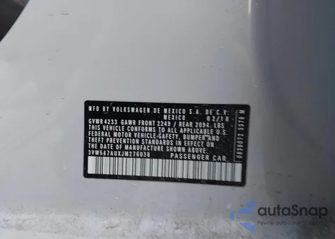 2018 Volkswagen Golf Gti 2.0T Autobahn/2.0T S/2.0T Se z USA, uszkodzony, nr VIN 3VW547AUXJM276038